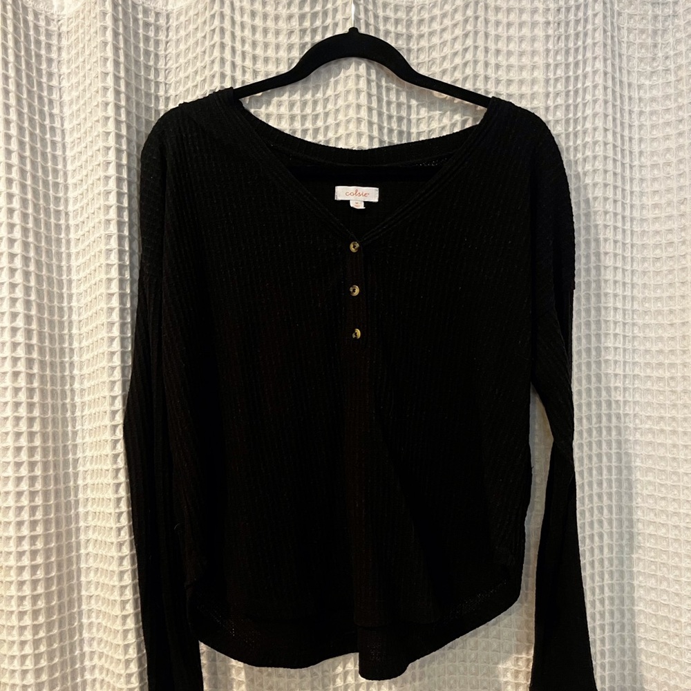 Black Button-Up Women's long sleeve sweater